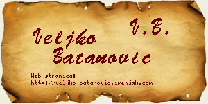 Veljko Batanović vizit kartica
